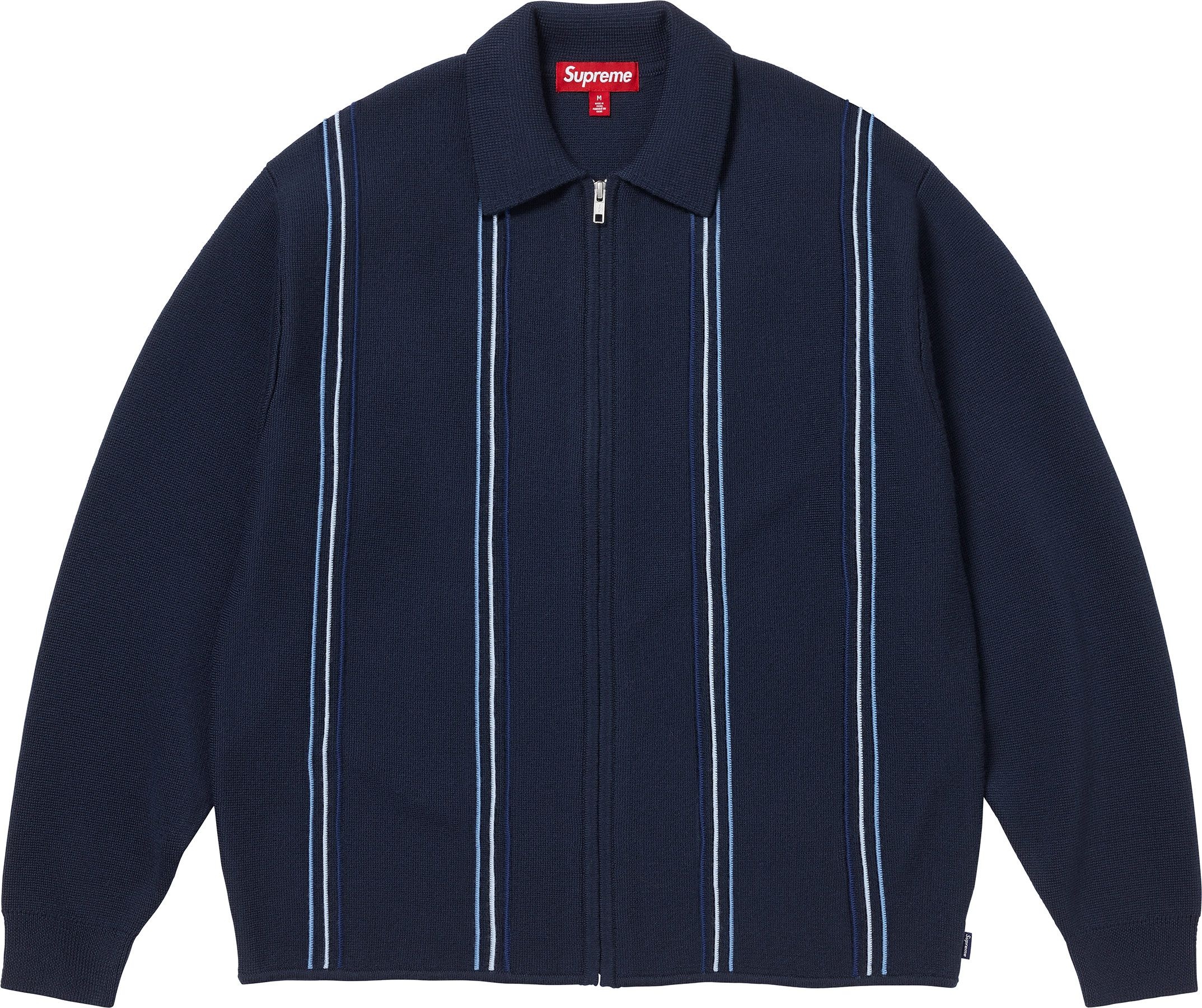 Stripe Zip Up Polo Sweater view 4